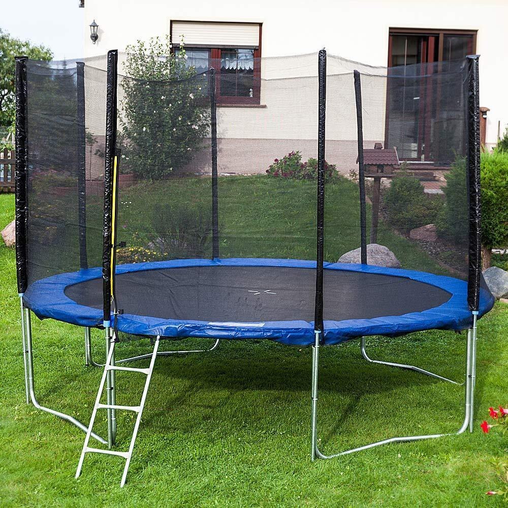 Zahradní trampolína pro děti 370 cm síťka/ochrana/batut M16529
